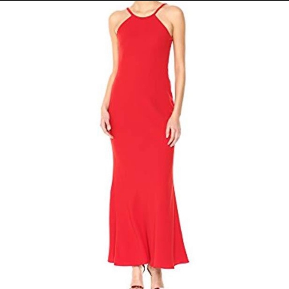 Calvin Klein Open-Back Red Halter Gown Size 4